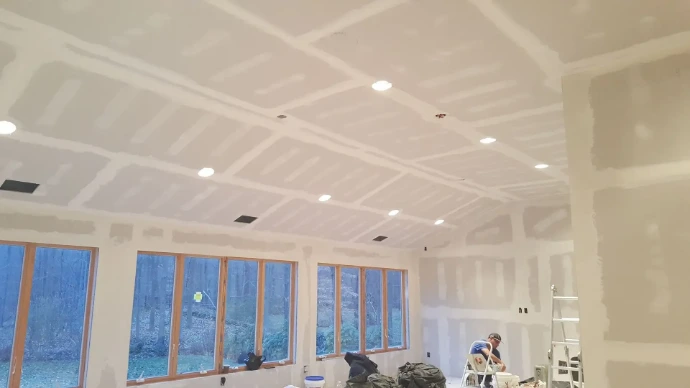 drywall finished work on wall and roof