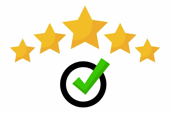 check mark with review stars decoration image