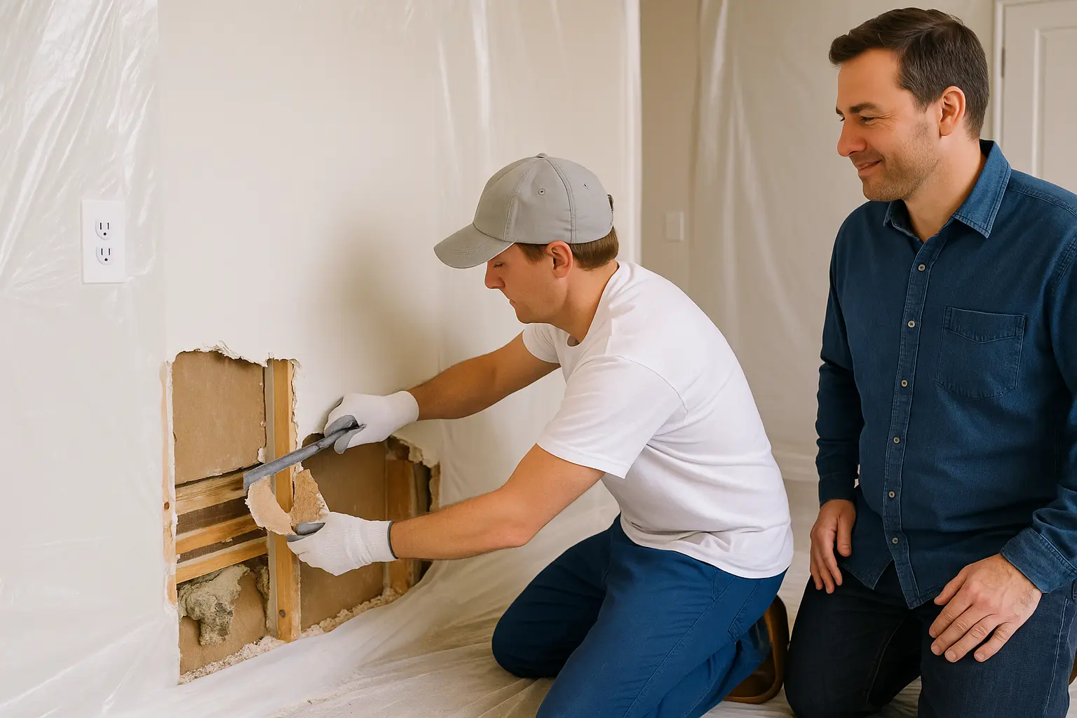 Drywall replacement in Tampa Bay home with debris control and cleanup