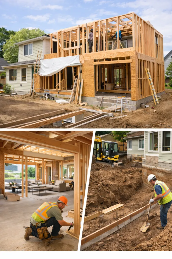 Drywall patching and repair – worker applying joint compound to wall hole.webp